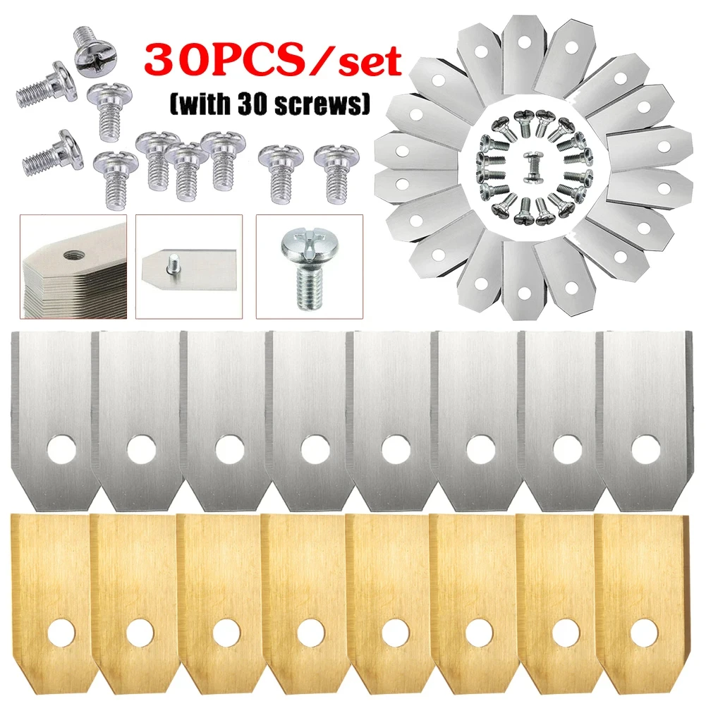 30PCS Lawn Mower Trimmer Blades 35x18x0.75mm Grass Cutter Replacement for Robotic Mower Trimmer Parts