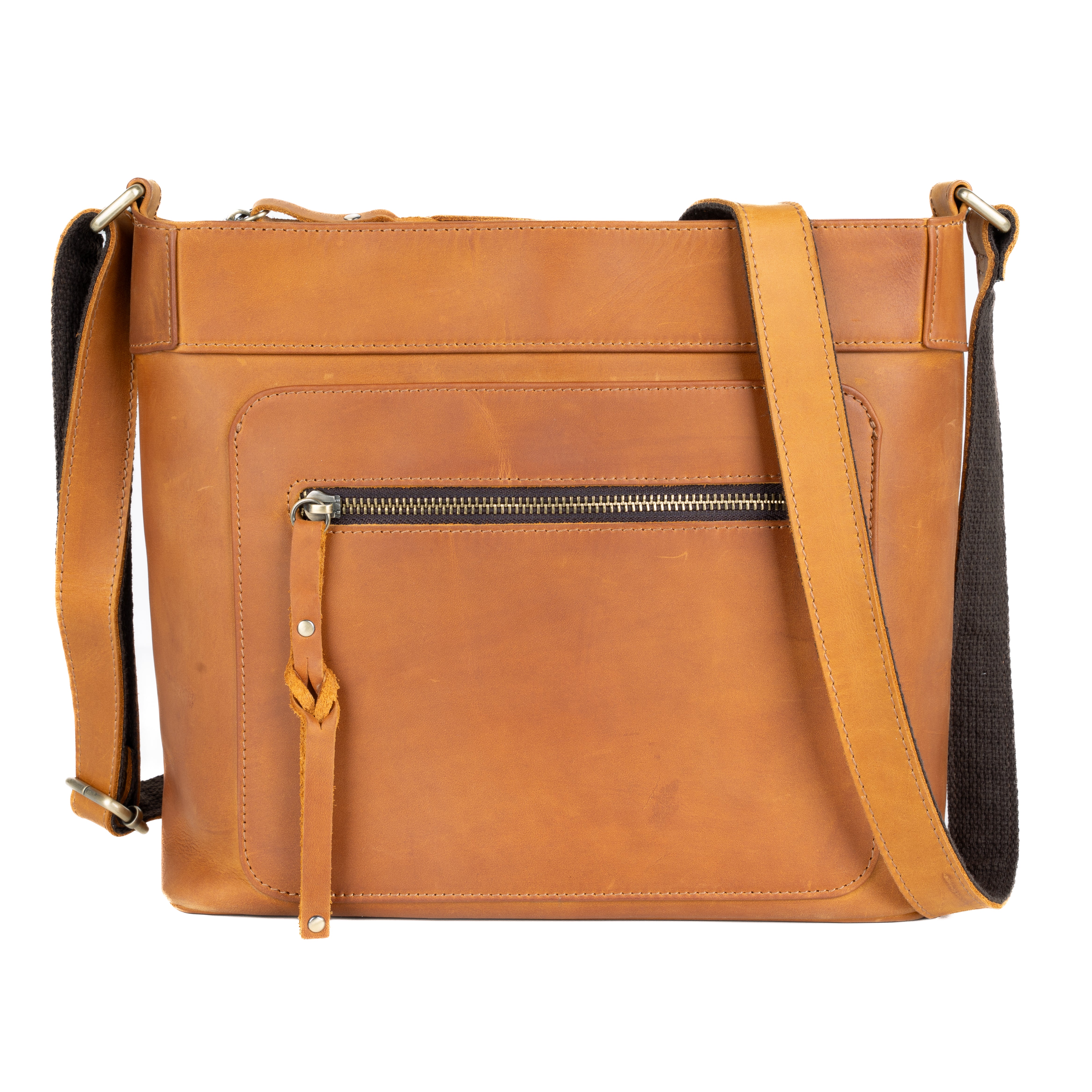 Delaney Leather Crossbody - Light Distressed Brown